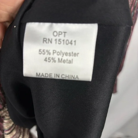 NWT O.P.T Women’s Metallic Striped Ruffle Long Sleeve Smock Neck Party Dress, XL - Picture 4 of 15